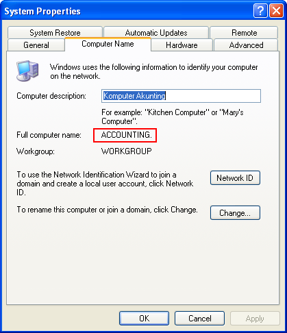 cara mengetahui nama komputer windows xp