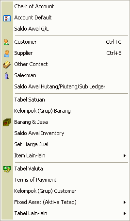 menu master sofware akuntansi lengkap accpro spectra
