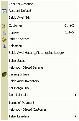 menu master program akuntansi accpro strada