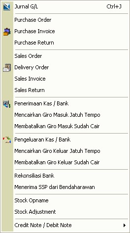 menu transaksi program akuntansi accpro strada