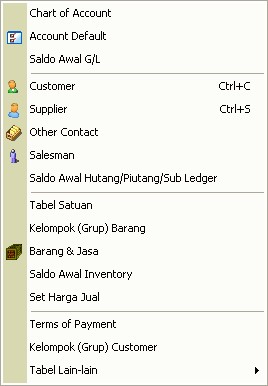 menu master software akuntansi murah accpro trada